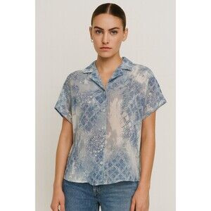 Alfred Dunner - Top - Blouse - Vintage Retro - Sz 10 - Blue and White - 90s